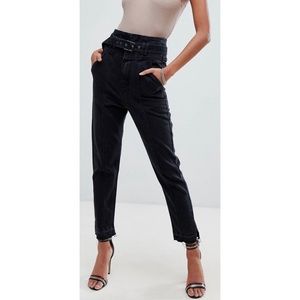 Boohoo High-rise Raw Hem Mom Jeans